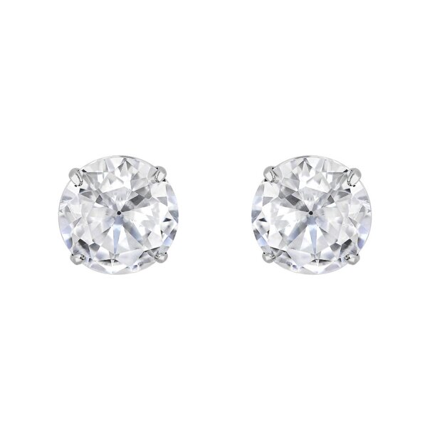 Blue Banana Polished Titanium Round Crystal Stud Earrings (Clear Crystal) | Blue Banana