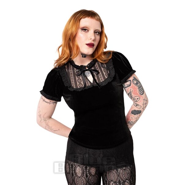 Hell Bunny Velvet Mourning Top (Black) | Blue Banana