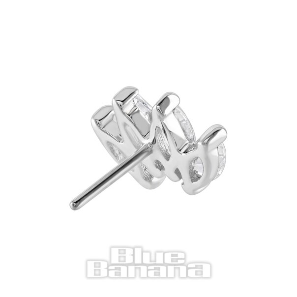 Piercing Blue Banana in oro bianco 14 carati con 4 zirconi cubici senza filettatura (oro bianco) | Piercing Blue Banana