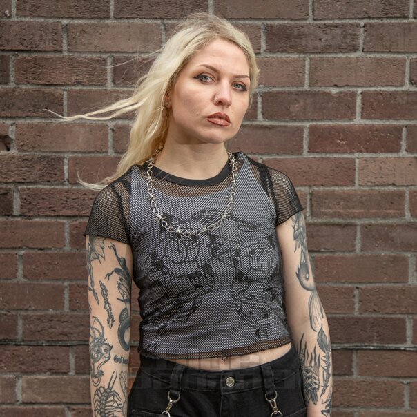 Ed Hardy Climbing Rose Mesh T-Shirt (White/Black) | Mesh T-Shirts