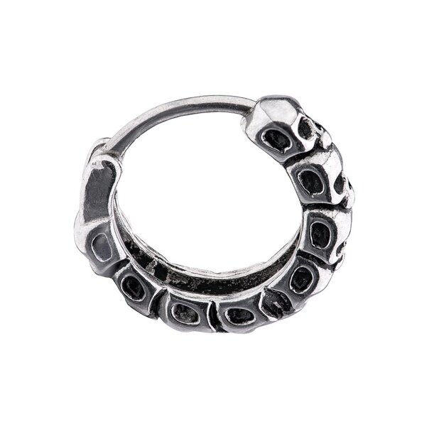 Orecchino a scatto con teschio singolo in acciaio chirurgico Blue Banana (argento) | Gioielli per piercing