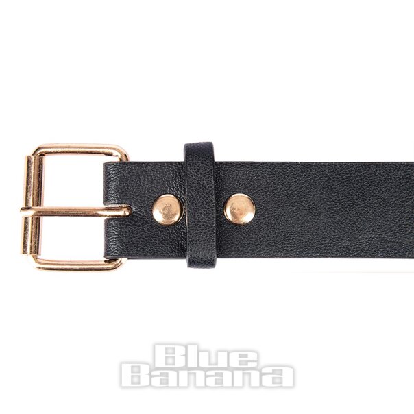 Blue Banana 3 Row Studded Belt (Black/Rose Gold)