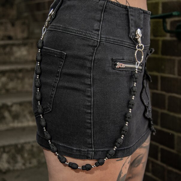 Blue Banana Skull Wallet & Keychain (Black) | Alternative Fashion, Goth Clothing