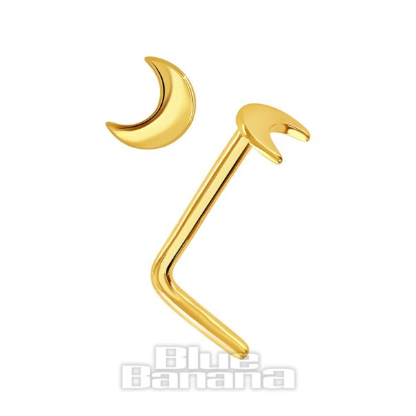 Blue Banana 14K Gold Moon Nose Stud (Gold) | Blue Banana