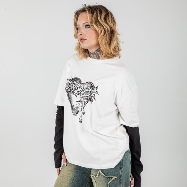The Ragged Priest Bypass Top (Cream & Black) | Alternative Autumn Clothing