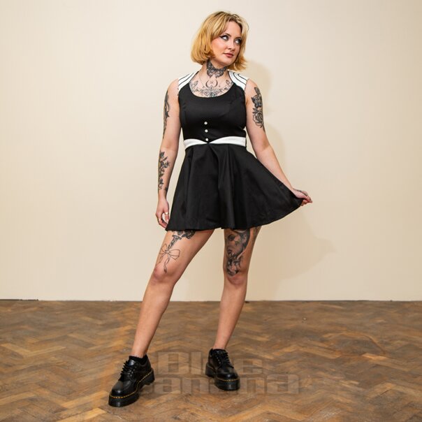 H&R London Empire Line Dress (Black/White) | Vintage Mini Dresses