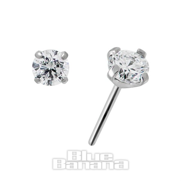 Blue Banana Titanium Lab Diamond 2.5mm Threadless Top (Silver) | Blue Banana Piercing