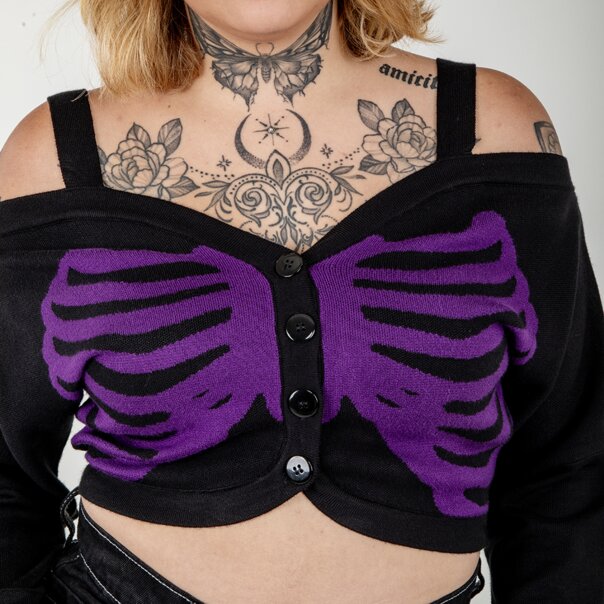 Banned Ligeia Cardigan (Black/Purple) | Alternative Knits | Autumn Fashion
