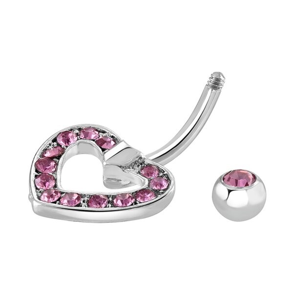 Heart Light Rose Navel Bar | Belly Bar Piercing Jewellery