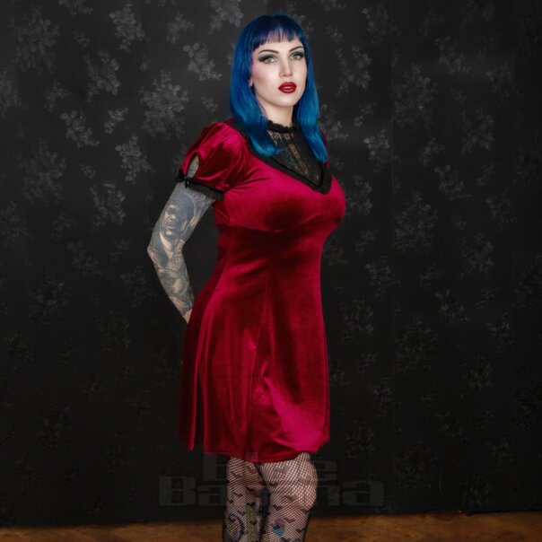 Hell Bunny Mourning Dress (Burgundy) | Blue Banana