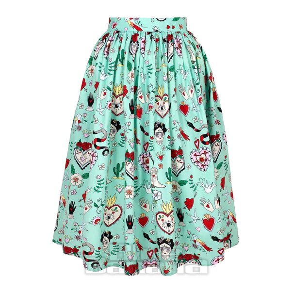 Hell Bunny Tijuana Skirt (Green) | Blue Banana