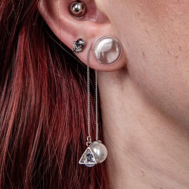 Blue Banana Triangle Cubic Zirconia Earrings (Silver) | Gothic Earrings