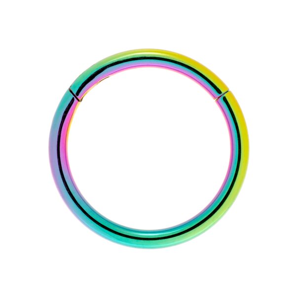 Blue Banana Threadless Polished Titanium Hinged Segment Ring (Rainbow)