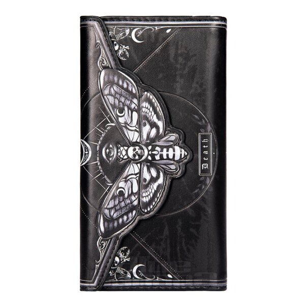 Nemesis Now Death's Head Moth Embossed Gothic Purse (Black) | Blue Banana