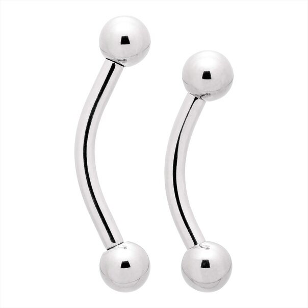 Blue Banana Polished Titanium Internally Threaded Curved Barbell 3mm Ball (Silver) | Piercing jewelry