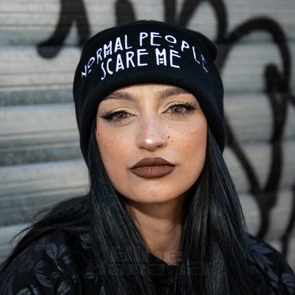 Normal People Beanie Hat, Black Gothic Headwear | Blue Banana UK