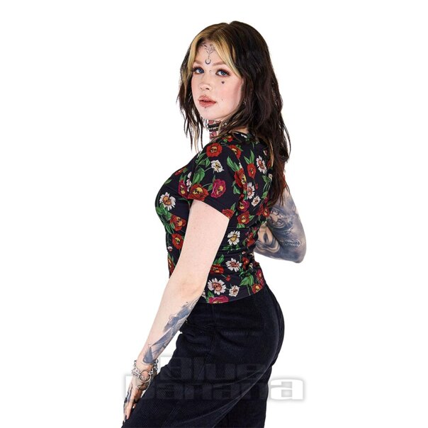 Jawbreaker Flower Skull Top (Schwarz) | Blue Banana