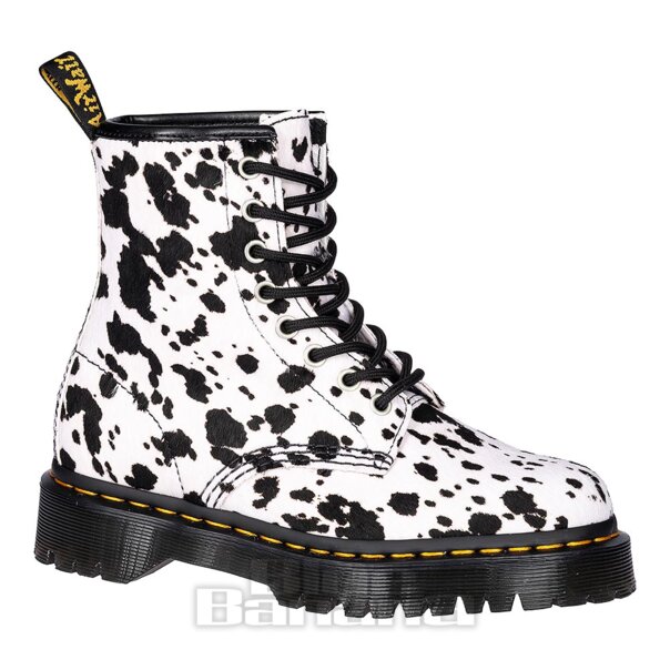 Dr Martens 1460 Bex Dalmatian Hair-On Leather Boots (Black/Cream) | Dr Martens Boots