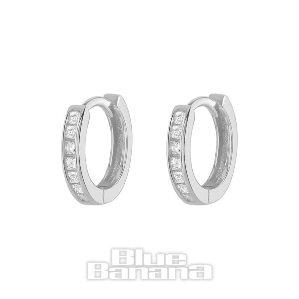 Blue Banana Sterlingsilber Mittlere Kristallreihe  Clicker-Hoops (Paar)| Body Piercing Jewellery