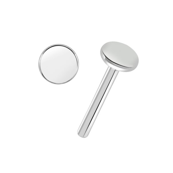 Blue Banana Polished Titanium Threadless Labret Base (Silver) | Threadless Piercing Jewellery