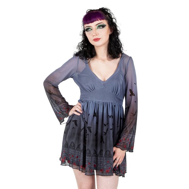 Hell Bunny Ecclesia Mini Dress (Grey) | Alternative Fashion, Goth Clothing