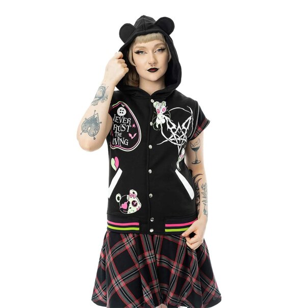 Heartless Hex Bear Varsity Jacket (Black) | Gothic Clothing