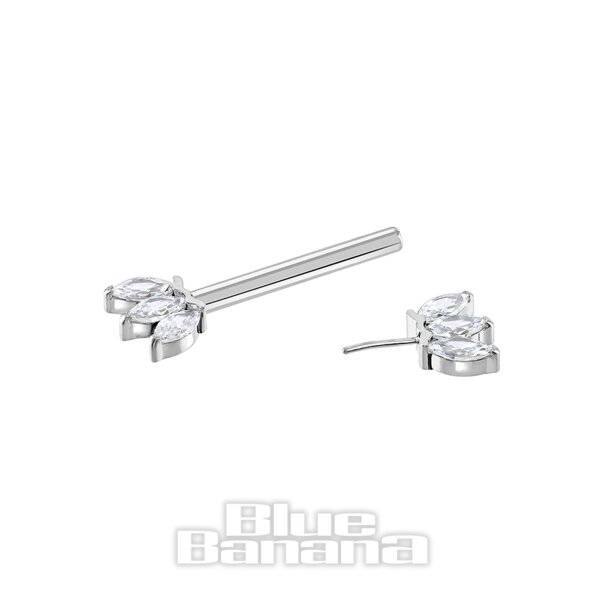 Blue Banana 1.6 X 14Mm Cubic Zirconia Flower Nipple Bar (Silver)| Body Piercing Jewellery