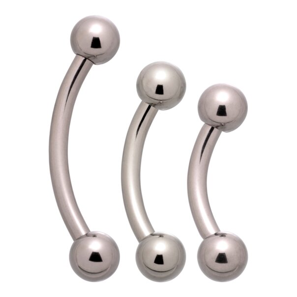 Blue Banana Polished Titanium Curved Barbell (Silver) | Body Piercing Jewellery