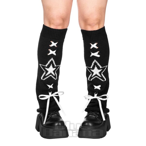 Blue Banana Star Legwarmers (Black/White) | Alternative Accessories