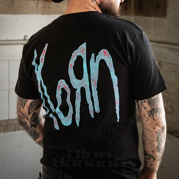 Official Band Merchandise Korn Sos-Puppe T-Shirt (Schwarz) | Blue Banana