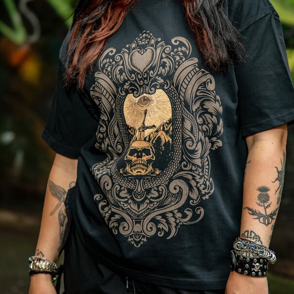 Blue Banana Sword & Skulls T-Shirt (Black) | Printed T-Shirts