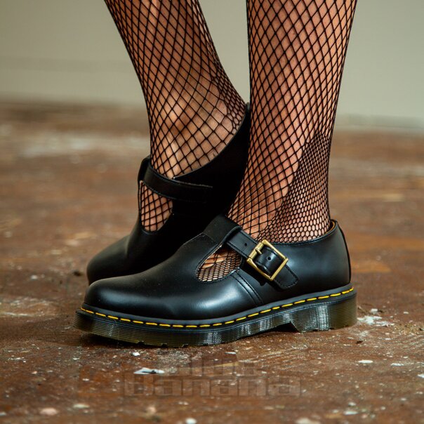 Dr Martens Polley Mary Jane Aus Glattem Leder Schuhe (Schwarz) | Blue Banana