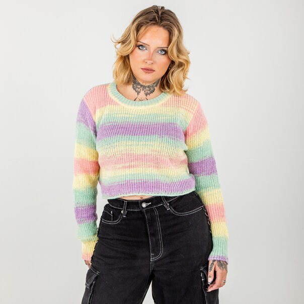 Banned Nola Pastel Rainbow Jumper (Multicolour) | Alternative Fashion Blue Banana
