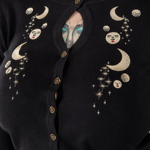 Banned Heritage Moon Cardigan (Black) | Alternative Knits | Autumn Fashion