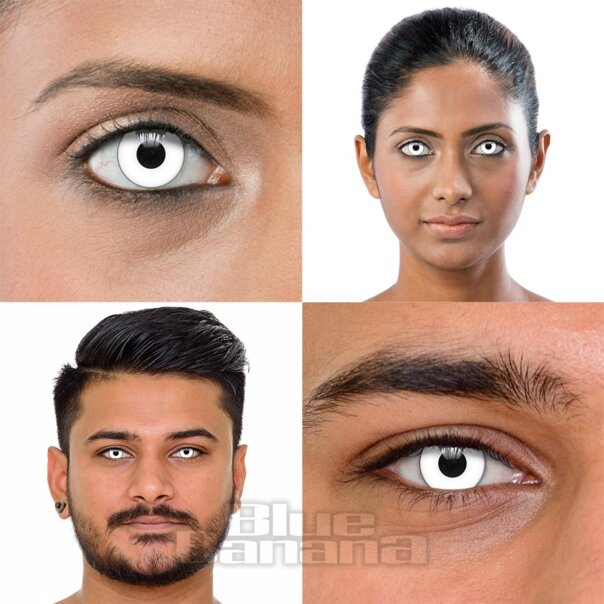 Zombie Halloween 1 Tag Tageskontaktlinsen in Weiß, Coloured Contacts UK