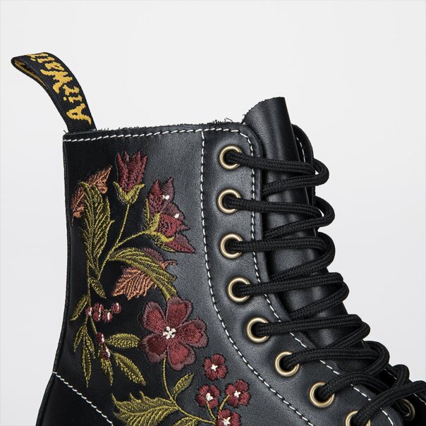 Dr Martens 1460 Floral Wanama Boot (Black) | Autumnal Footwear