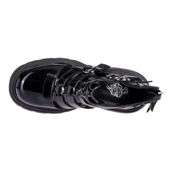 Bleeding Heart Patent Strap Sandals (Black) | Alternative Footwear