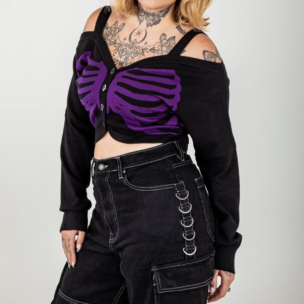 Banned Ligeia Cardigan (Black/Purple) | Alternative Knits | Autumn Fashion