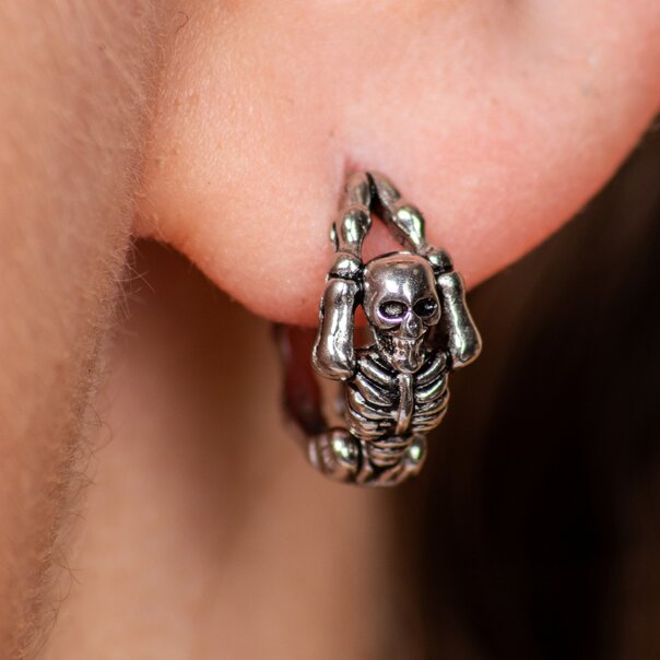 Blue Banana Surgical Steel Skeleton Ear Clicker (Silver) | Piercing Jewellery