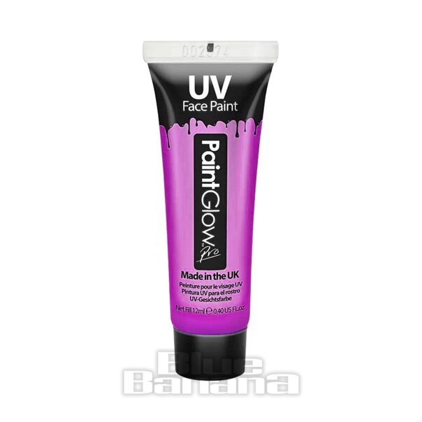 Vernice viso e corpo viola Paintglow UV (12 ml) | Trucco banana blu Paintglow