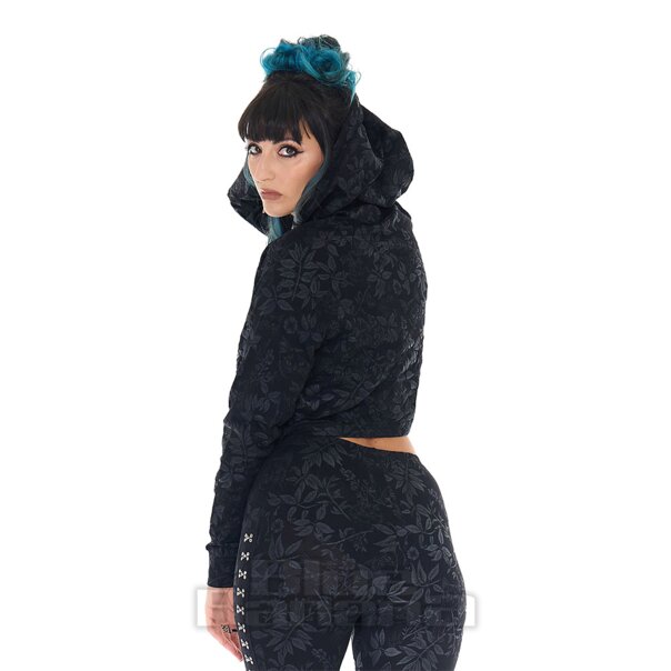 Jawbreaker Cat Crop Hoodie (Black) | Alternative Fashion, Goth Clothing