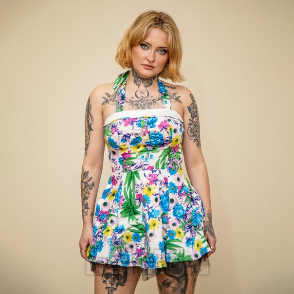 Hearts & Roses Summer Day Mini Dress (Multicolour) | Alternative Fashion, Goth Clothing