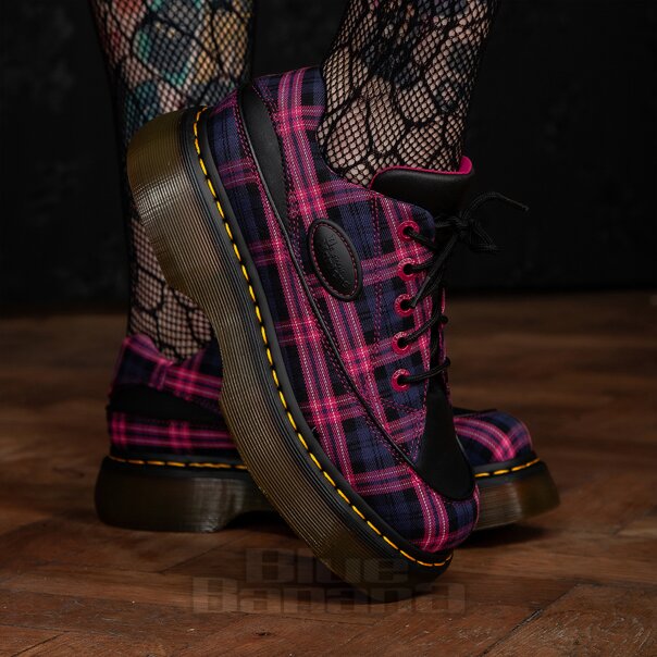 Dr Martens Buzz 5 Eye Tartan Woven Shoes (Purple) | Blue Banana