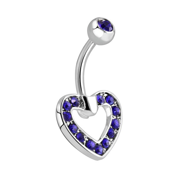 Heart Blue Zircon Navel Bar | Belly Bar Piercing Jewellery