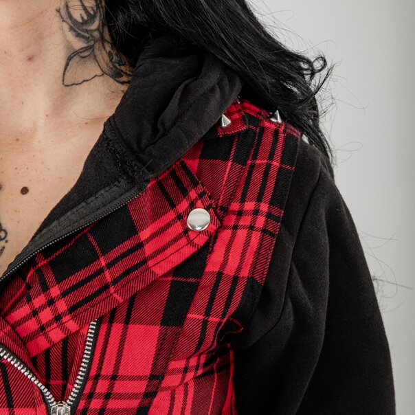 Heartless Evilyn Red & Black Check Jacket | Blue Banana UK