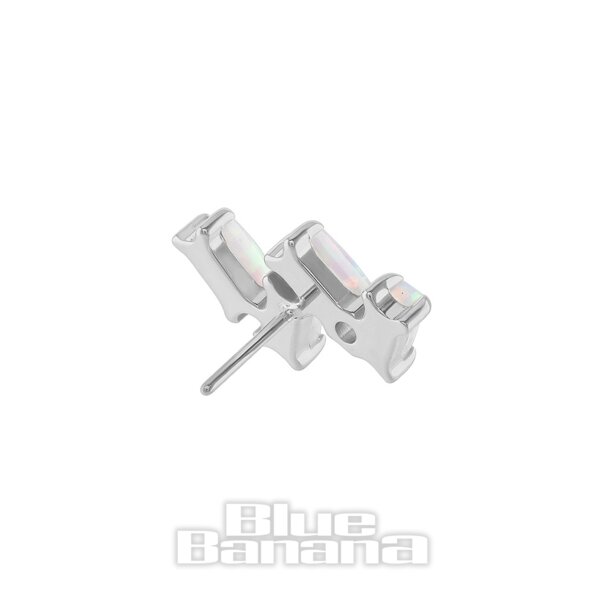 Blue Banana Poliertes Titan-Zickzack-Oberteil aus synthetischem Opal ohne Gewinde (Silber)| Körperpiercing-Schmuck