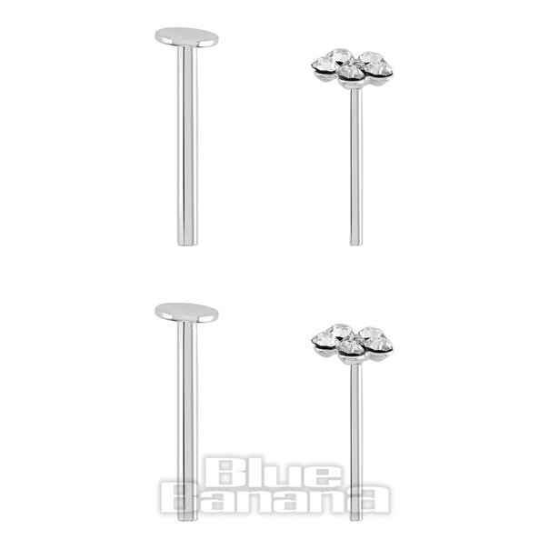 Blue Banana Sterlingsilber-Kristall-Gänseblümchen Fadenlose Labrets (2Er-Pack) | Blue Banana