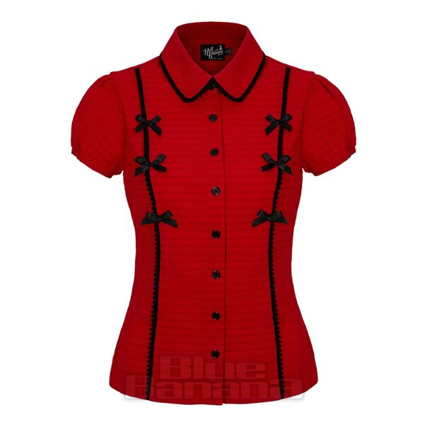 Hell Bunny Casey Blouse (Red) | Alternative Blouses, Gothic Clothing