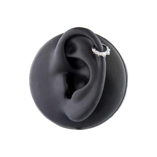 Blue Banana Polished Titanium 5 Heart Hinged Segment Ring (Silver)| Body Piercing Jewellery
