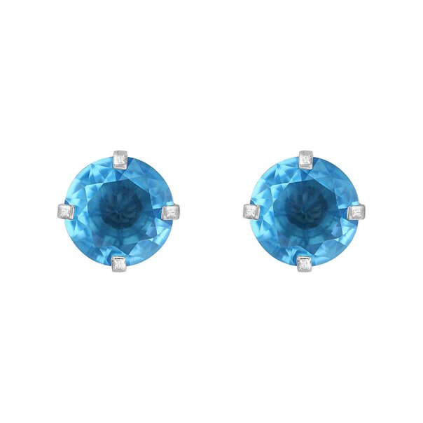 Blue Banana Surgical Steel Cubic Zirconia Round Stud Earrings (Aqua) | Blue Banana